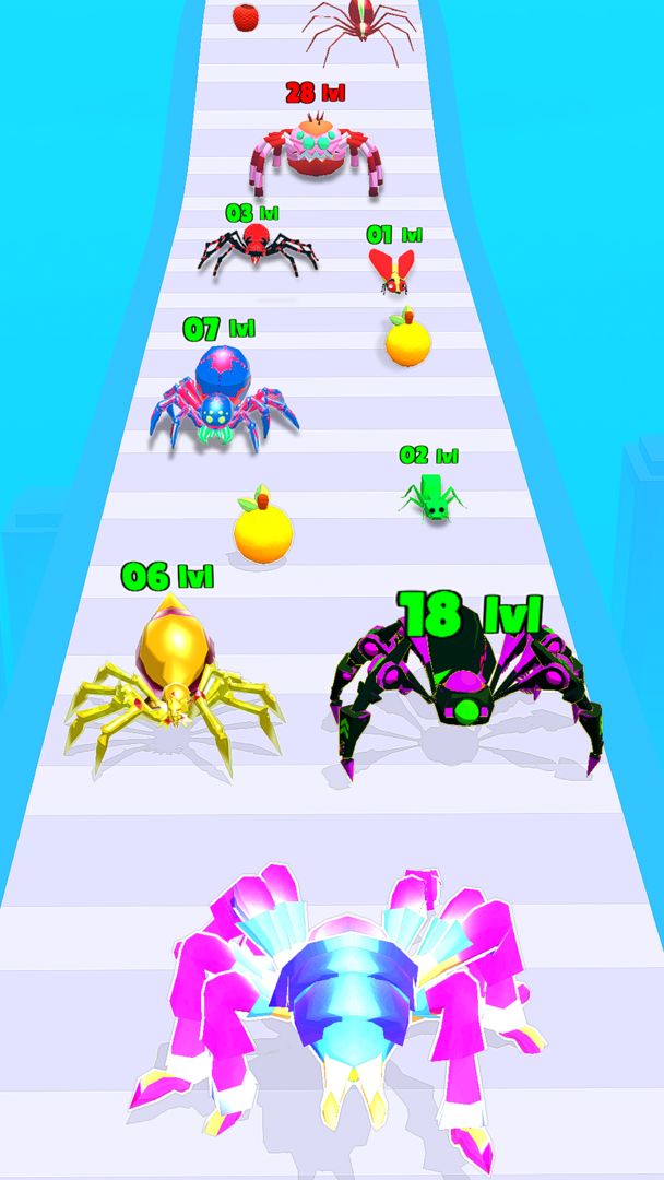 거미 및 곤충 진화 실행 게임 스크린 샷