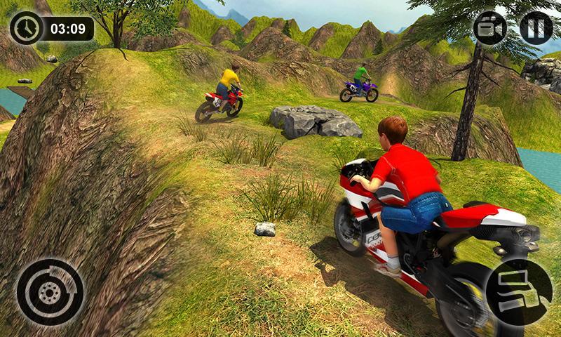 Kids Downhill Mountain Motorbi Game Screenshot