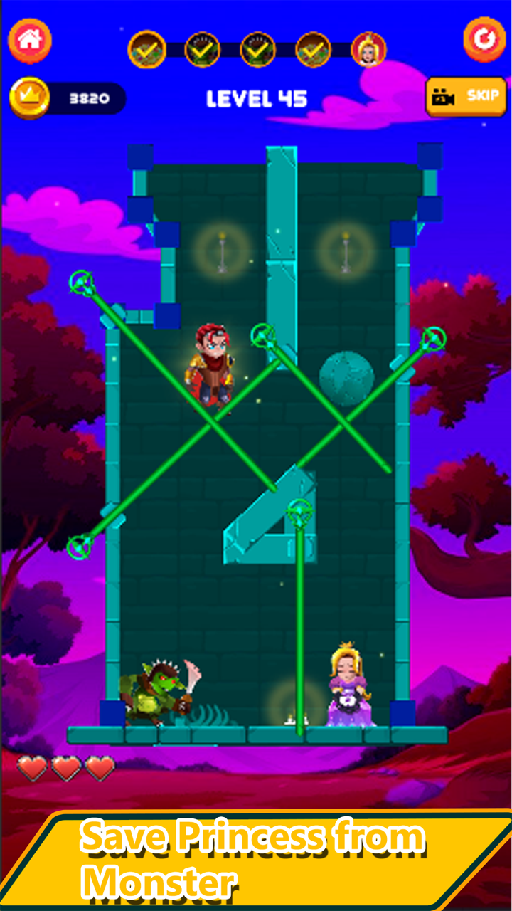 Screenshot of Rescue Warrior Pin Puzzle Game