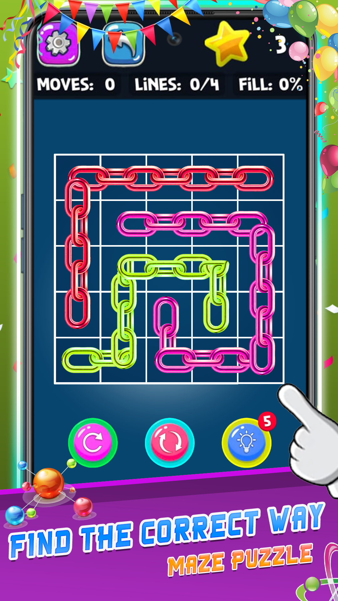 Screenshot of Dot Knot Chain & Color Puzzle