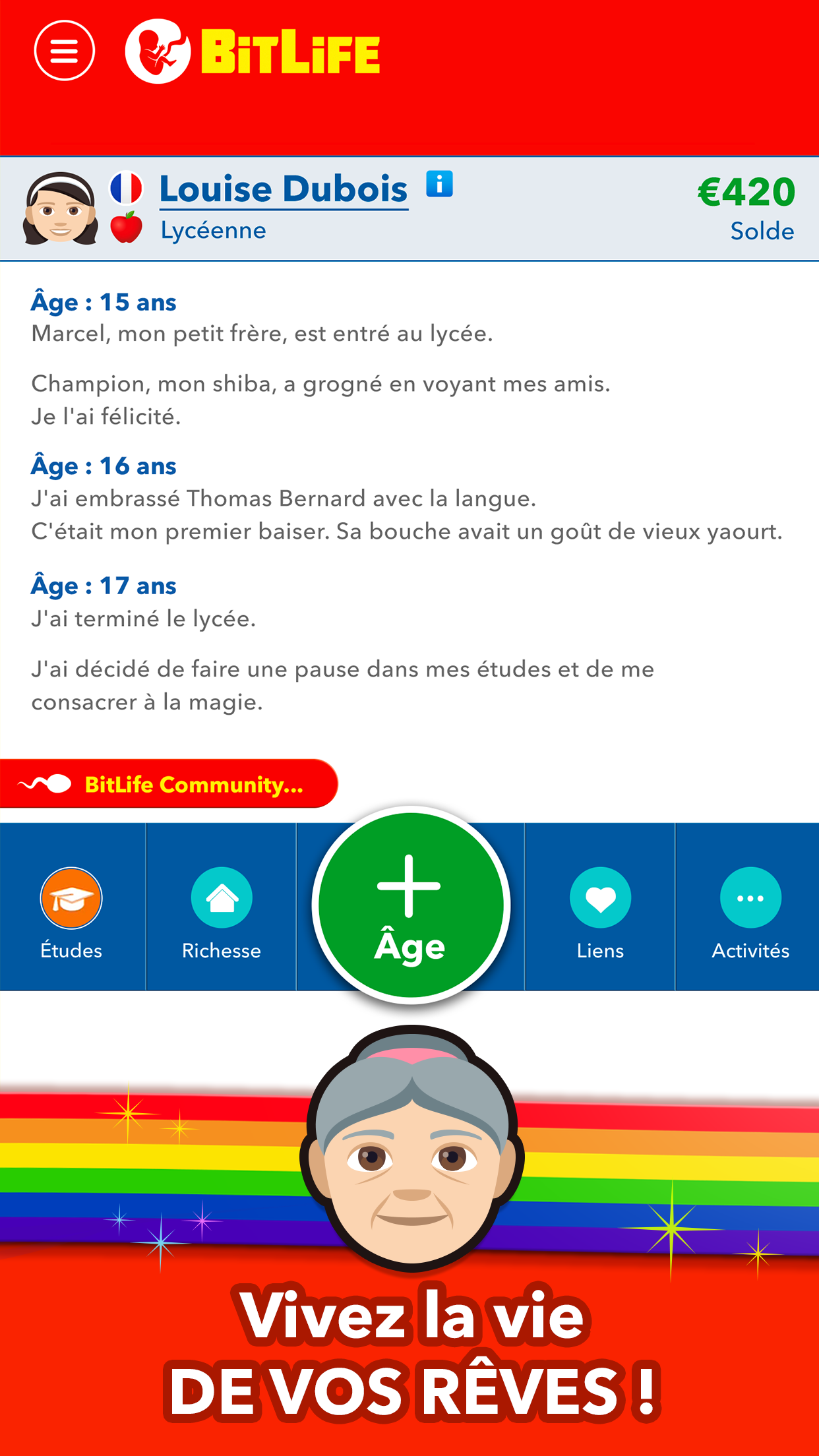 Screenshot of BitLife Français