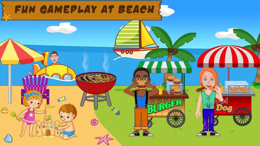 假裝玩沙灘生活：有趣的小鎮野餐遊戲遊戲截圖