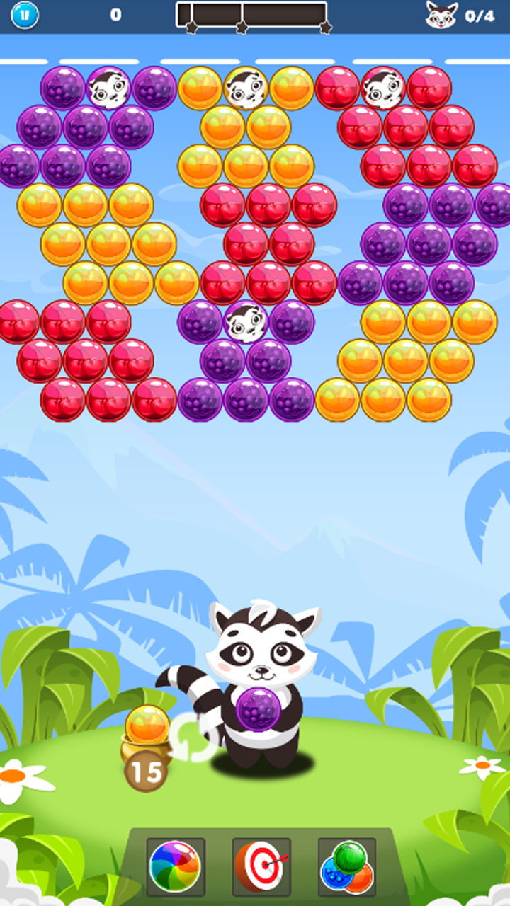 Bubble Shooter Raccon ゲームのスクリーンショット