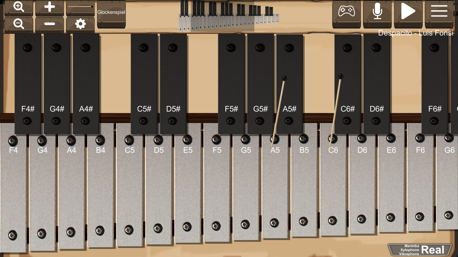 Screenshot of Marimba, Xylophone, Vibraphone