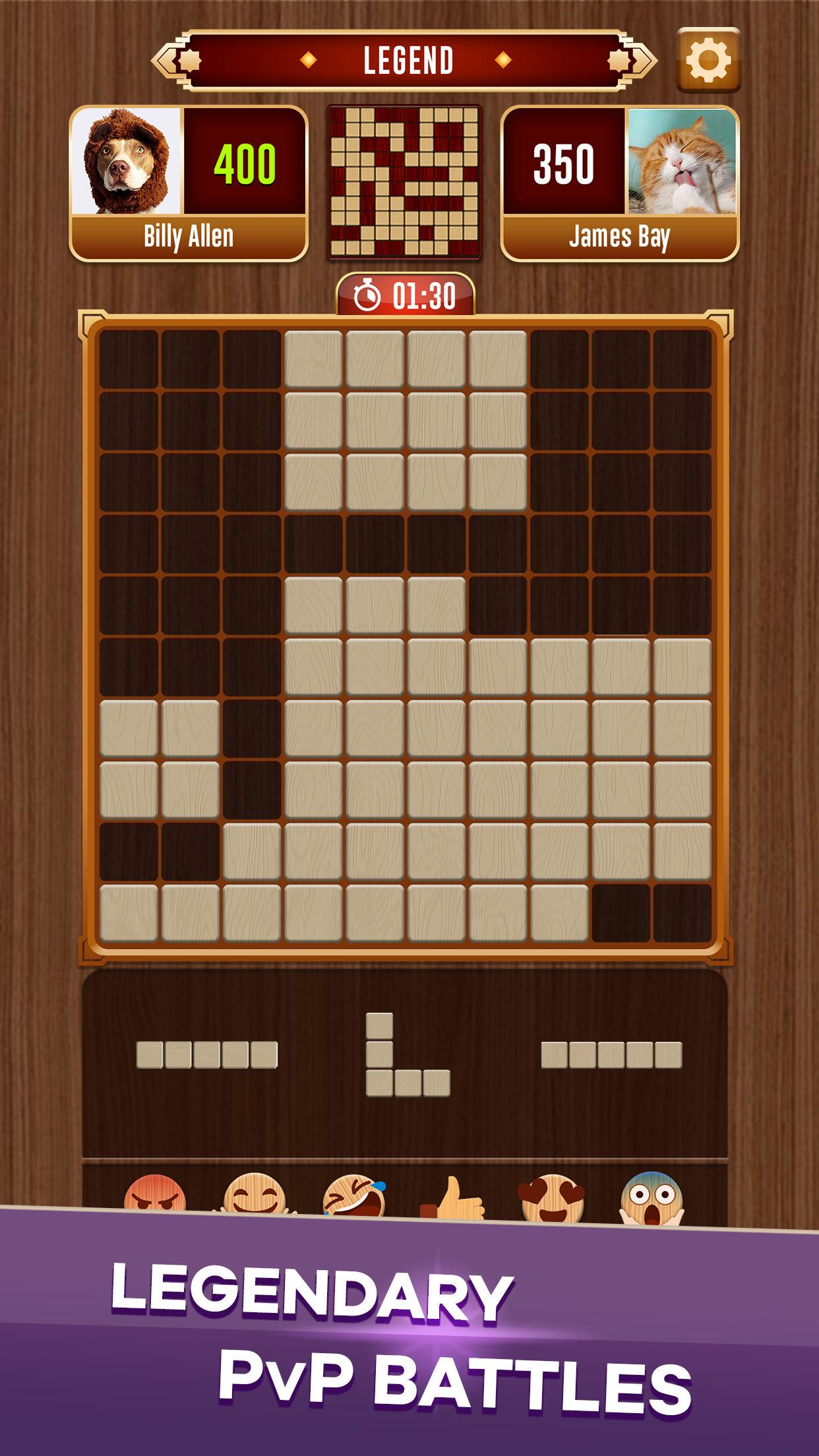 Woody Battle Block Puzzle Dual Game Screenshot