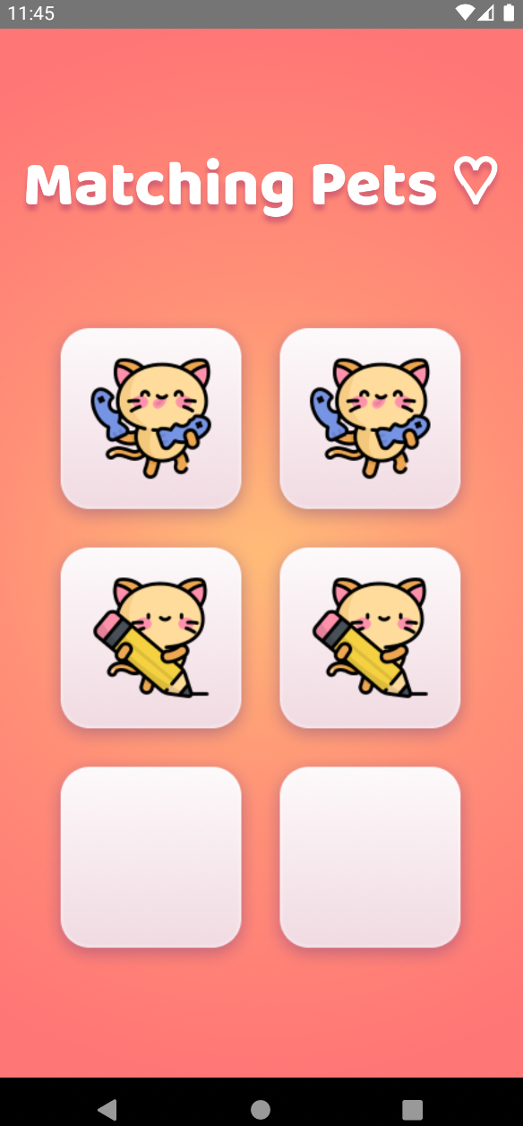 Screenshot of Matching Pets Game