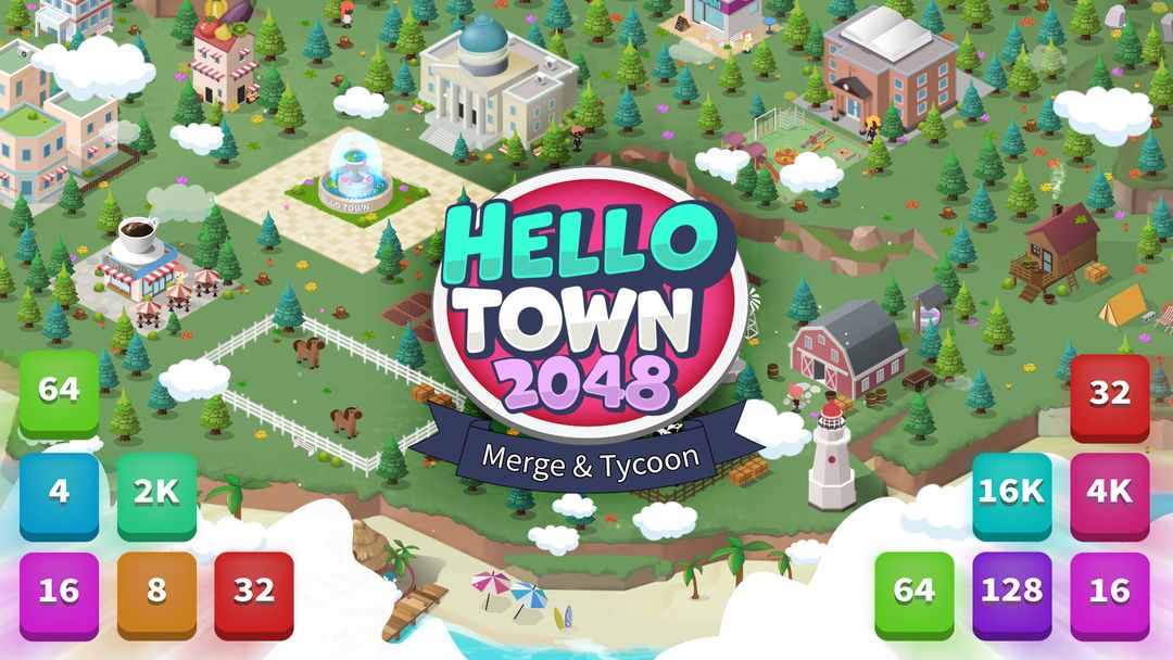 Hello Town 2048 - Merge & Tycoon ภาพหน้าจอเกม