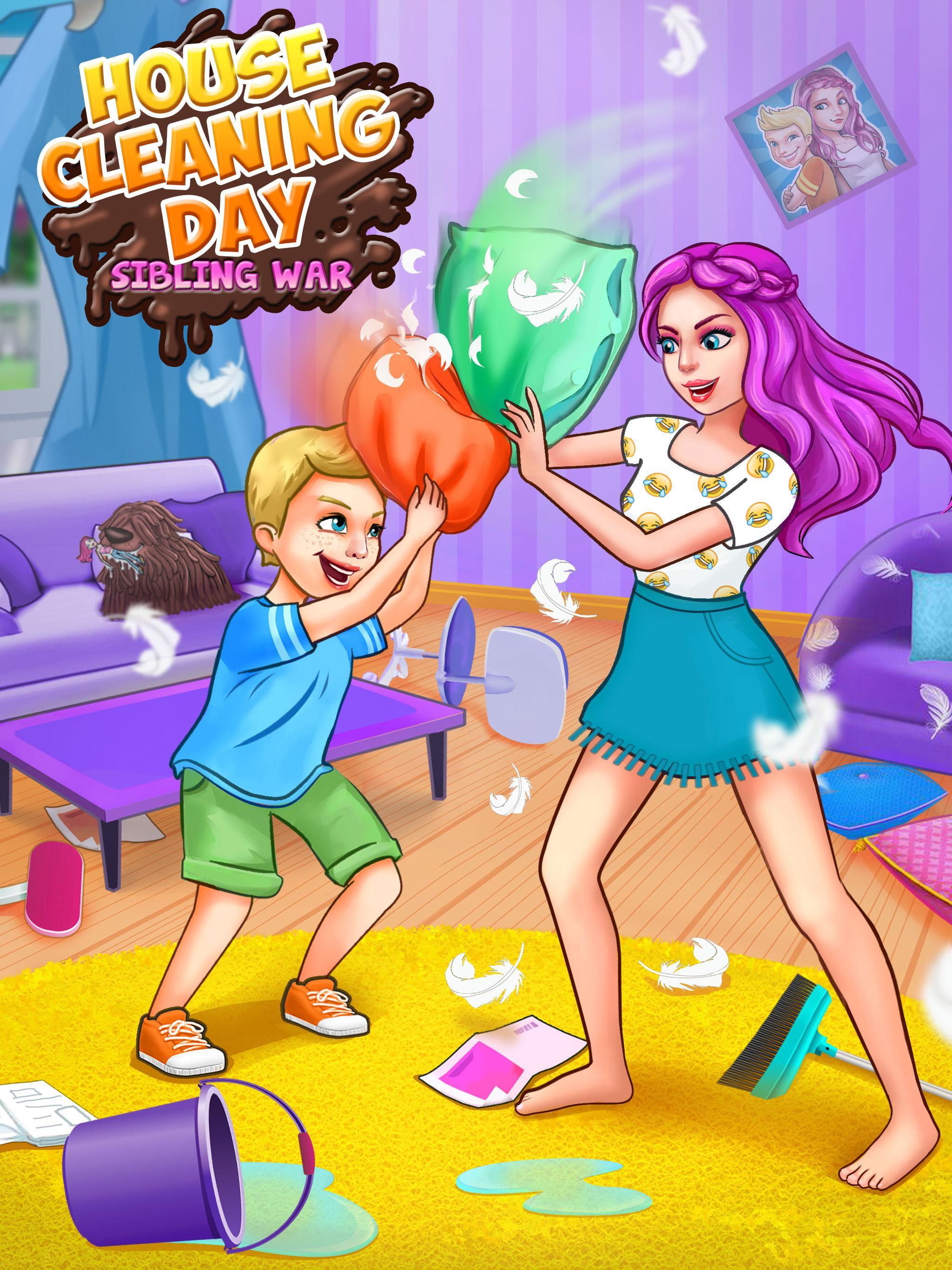 Cuplikan Layar Game Siblings War - Cleaning Day