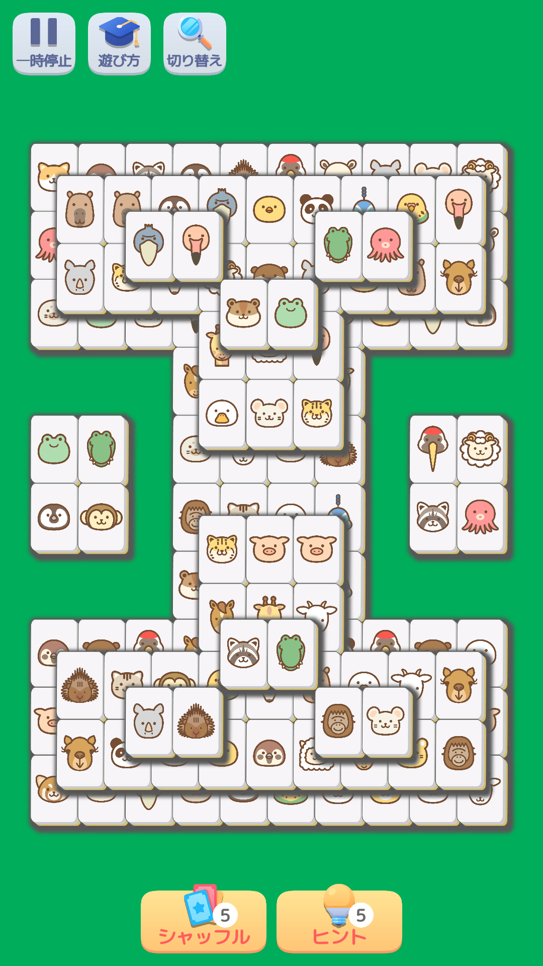 どうぶつ麻雀ソリティア: 記憶力,脳トレ Game Screenshot