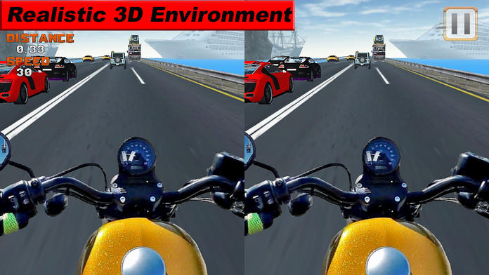 Screenshot 1 of VR louco corrida de tráfego de bicicleta esportiva Pro 