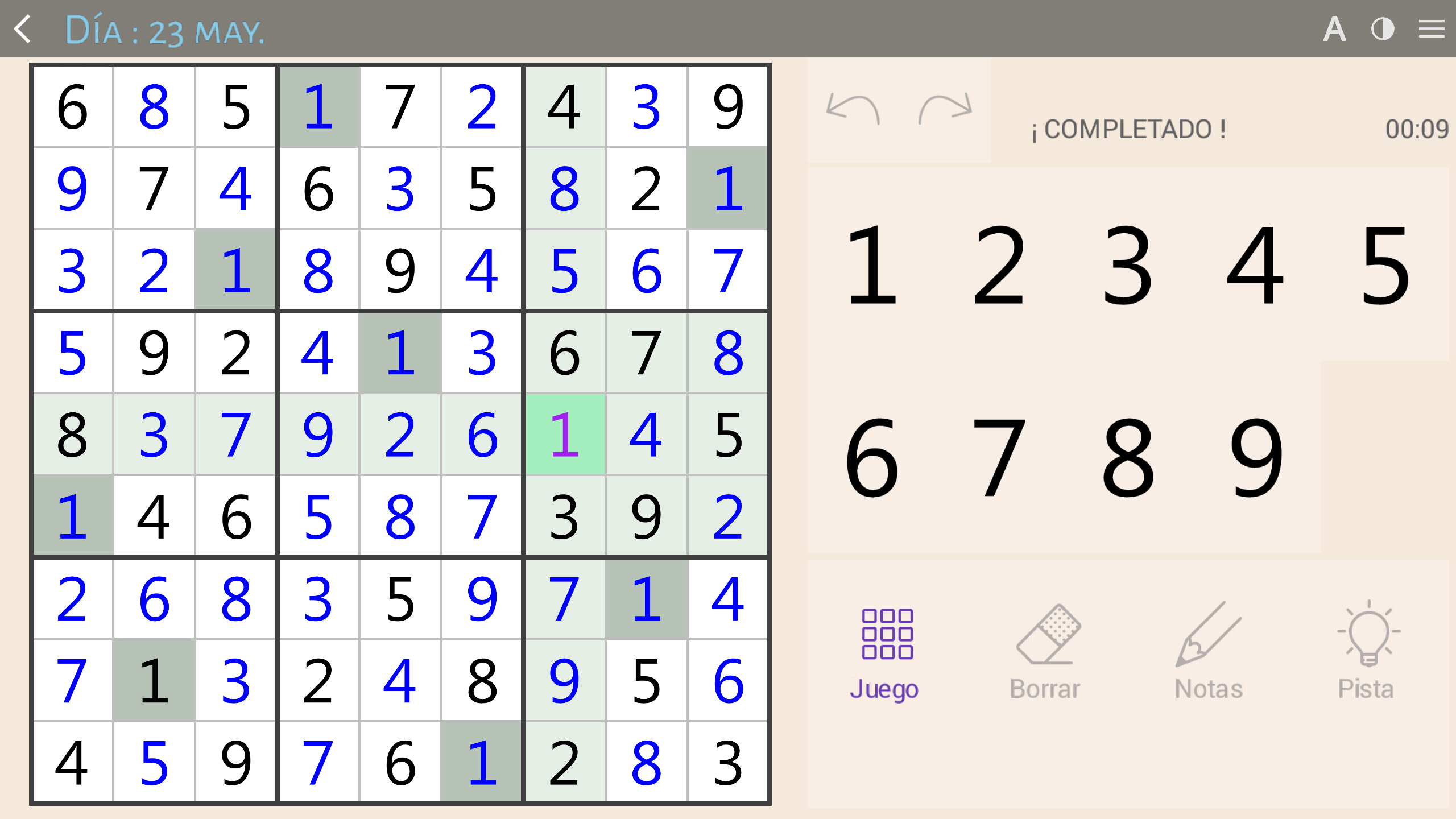 Captura de Pantalla del Juego Sudoku en español