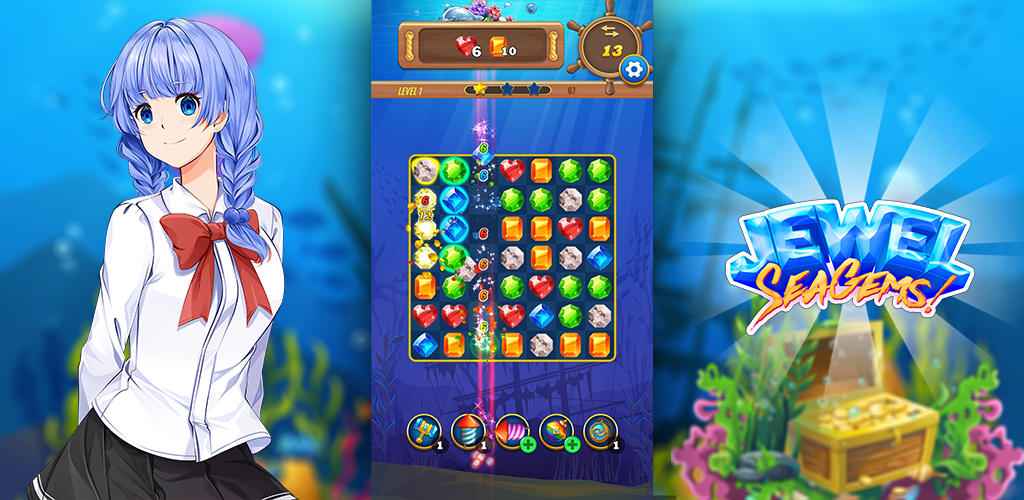  ภาพหน้าจอของวิดีโอ Jewel Sea Gems - Match 3 Games