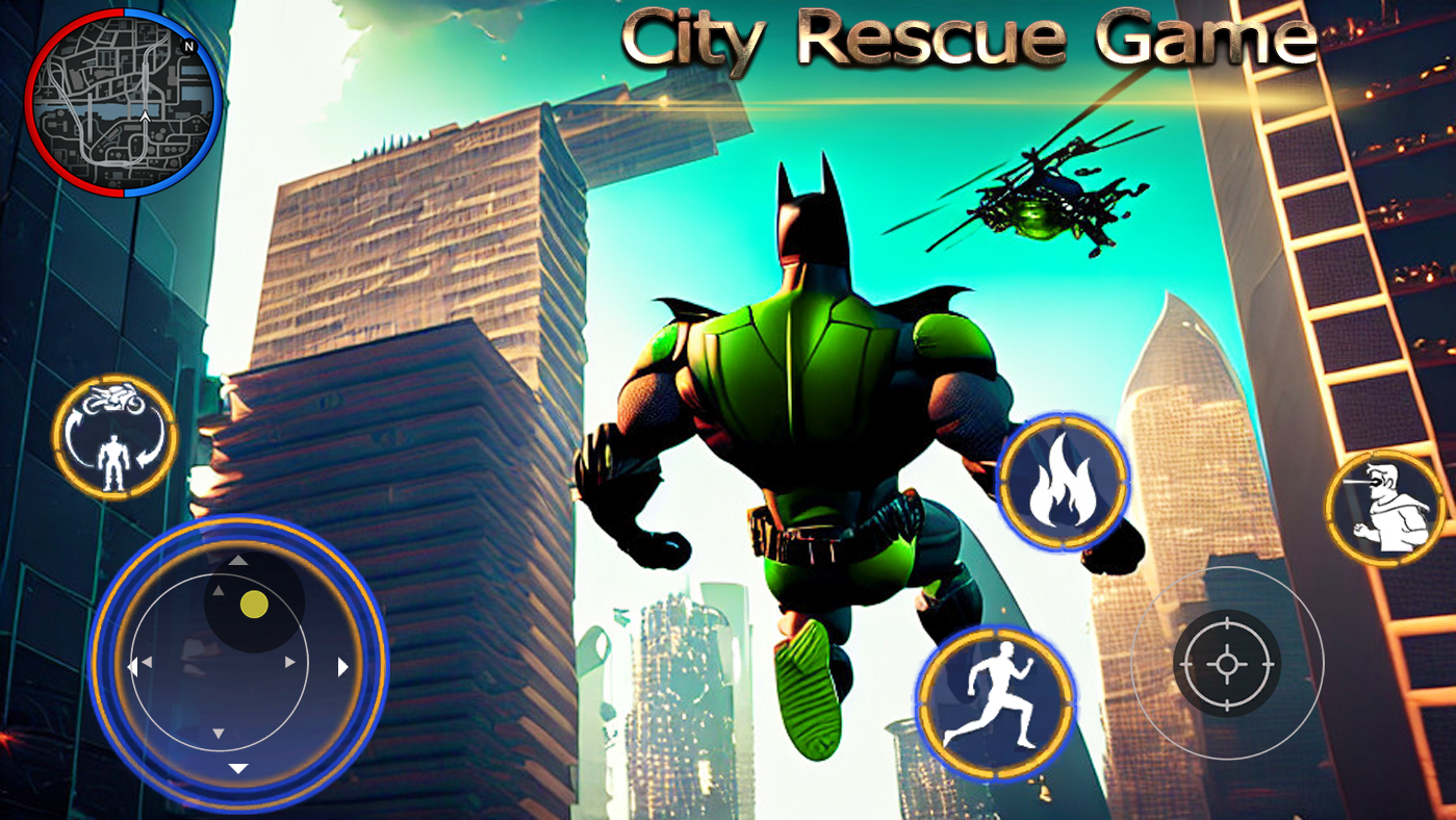 Cuplikan Layar Game Green Bat : City Crime Fighter