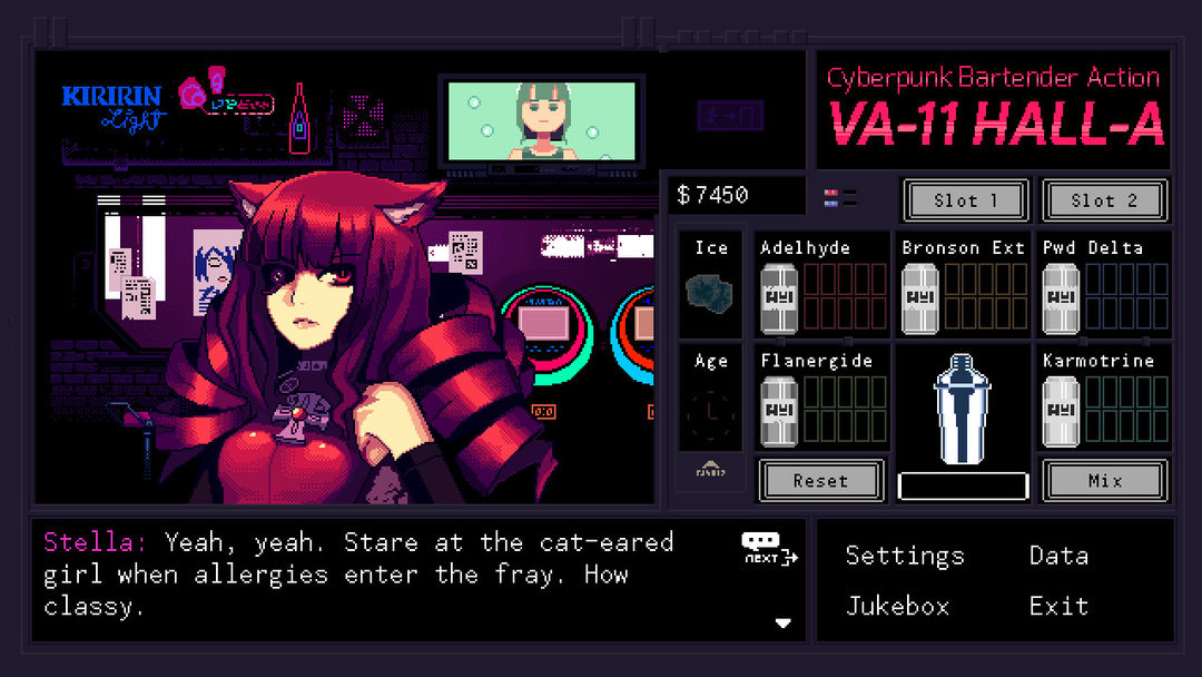 VA-11 Hall-A: Cyberpunk Bartender Action 게임 스크린 샷