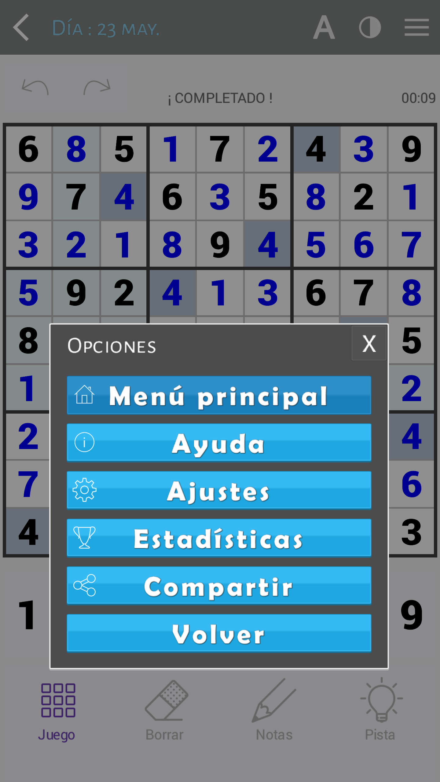 Captura de Pantalla del Juego Sudoku en español