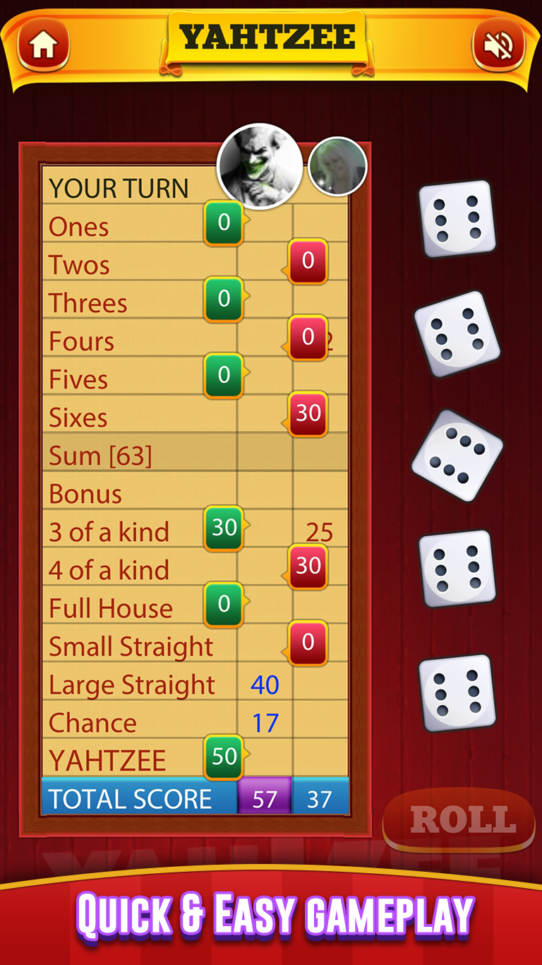 Cuplikan Layar Game Yahtzee Dice Game