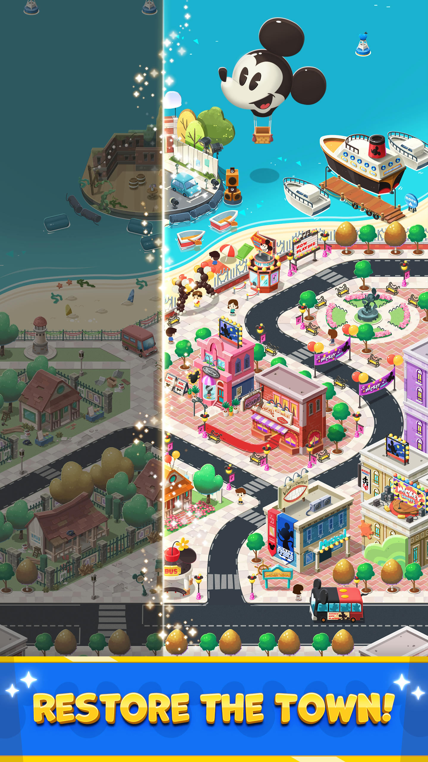 Disney Pop Town! Match 3 Games Game Screenshot