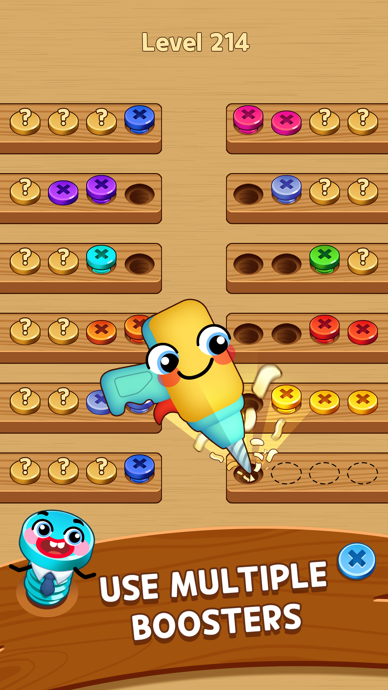 Wood Screw Color Sort Puzzle Game Screenshot