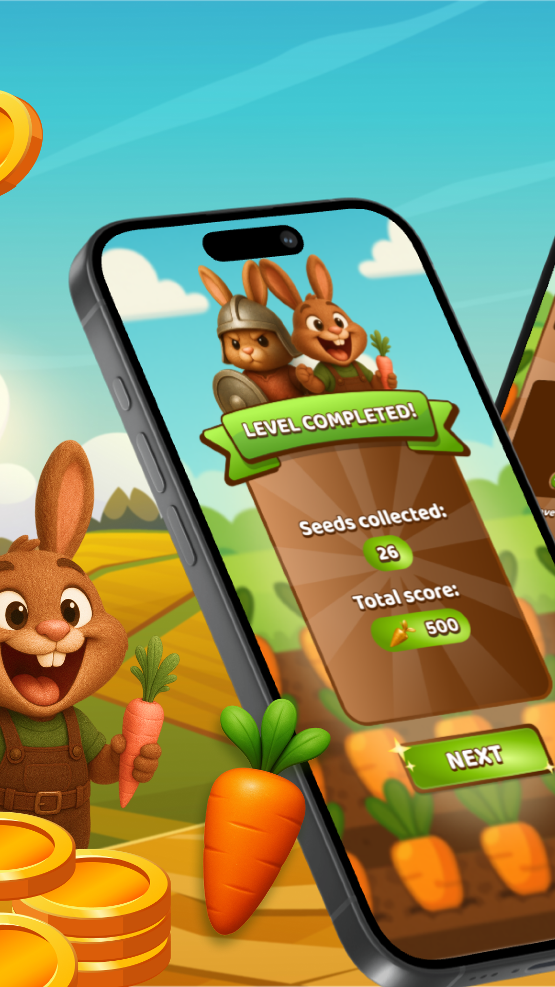 Screenshot der Rabbit Road Casino Mobile App mit Spieloberfläche