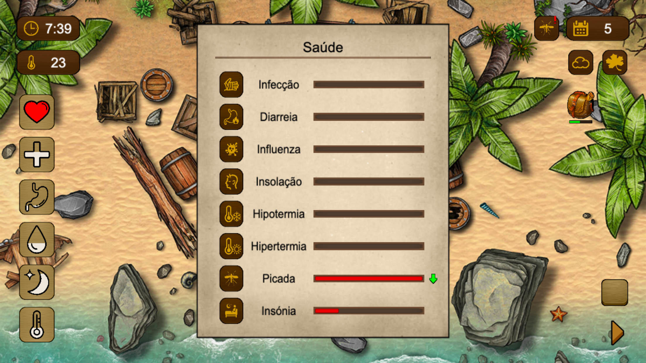 Captura de Tela do Jogo Sobrevivência Ilha 100 Dias