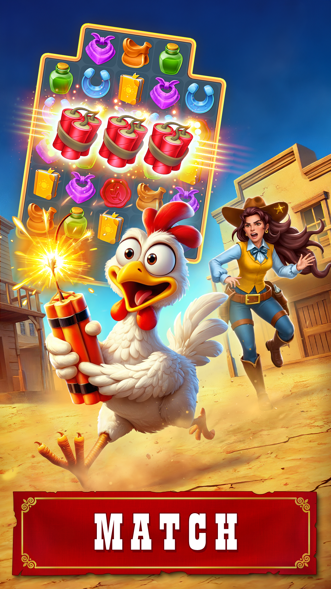Скриншот игры Jewels of the Wild West・Match3