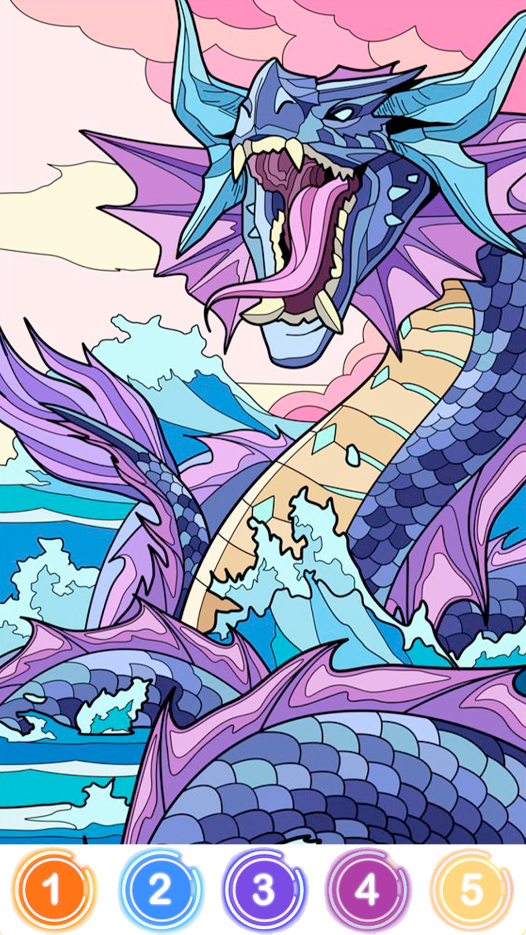 Cartoon Dragon Coloring Book Game Screenshot