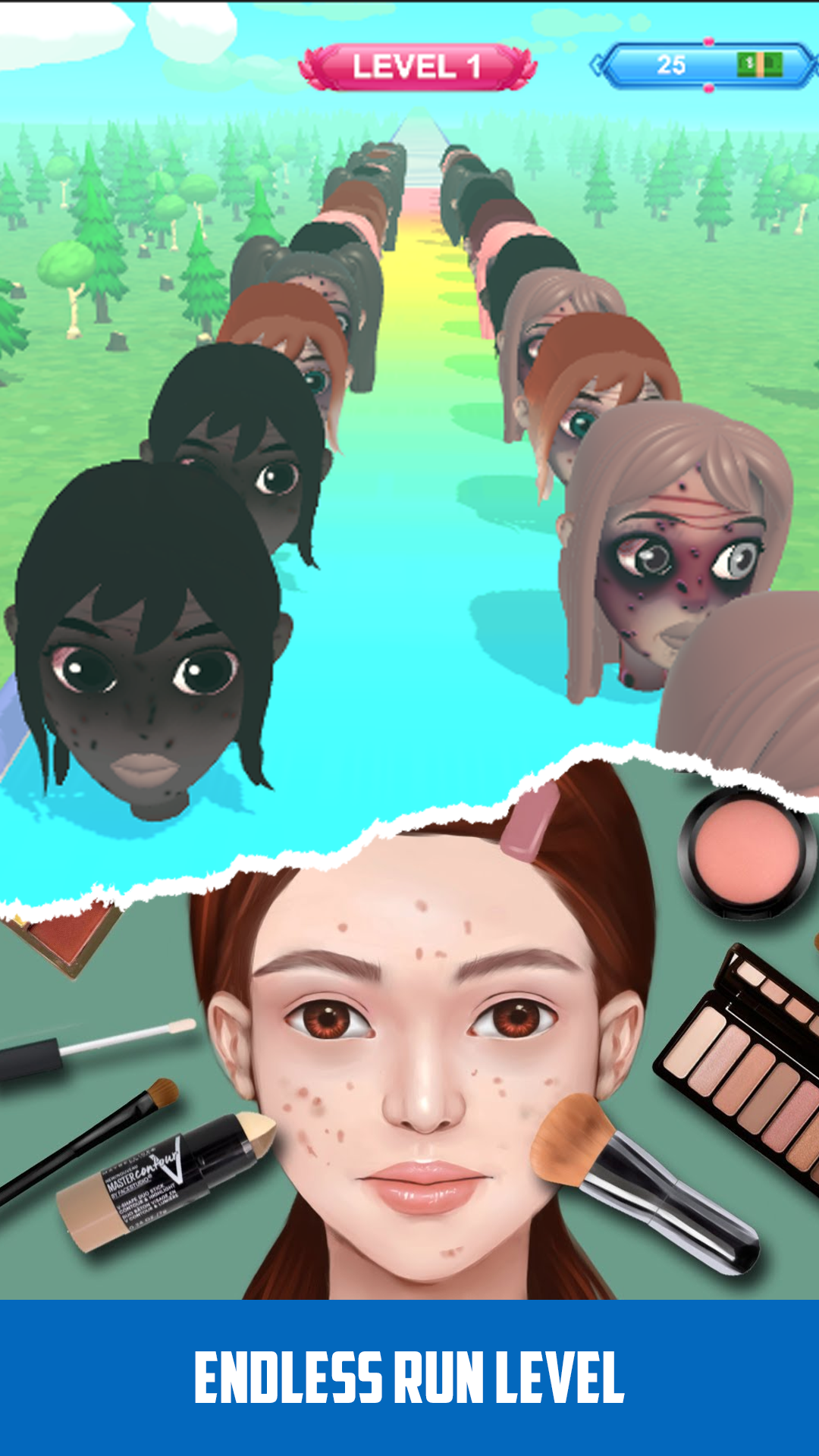 MakeUp and MakeOver Runner 3D Game Screenshot