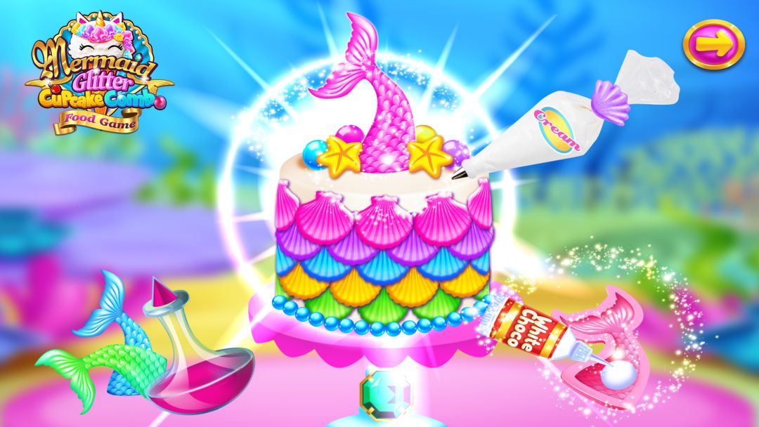 Mermaid Glitter Cupcake Chef遊戲截圖