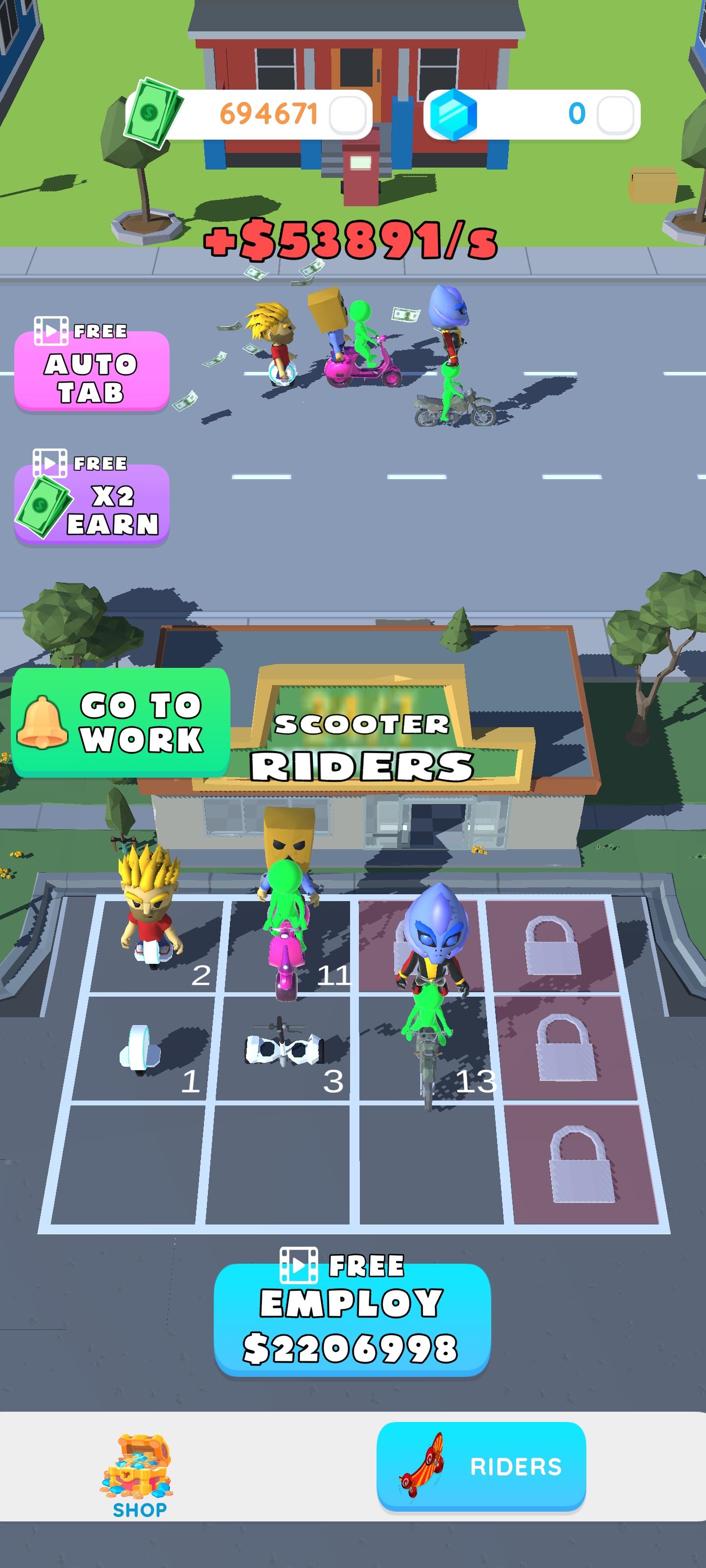Idle Scooter Riders Game Screenshot