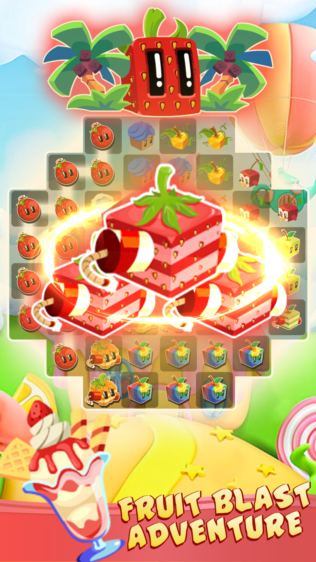 Juice cube: Match 3 Fruit Game Game Screenshot
