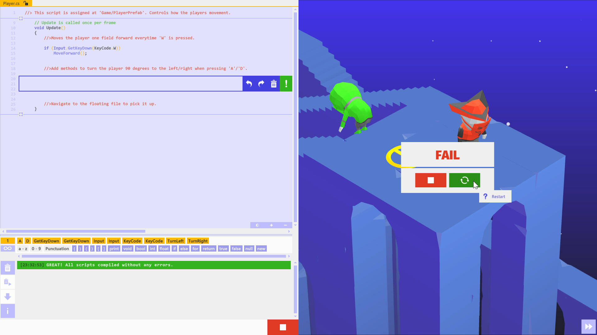 Screenshot of U-Sharp: The Unity Coding Learning Game