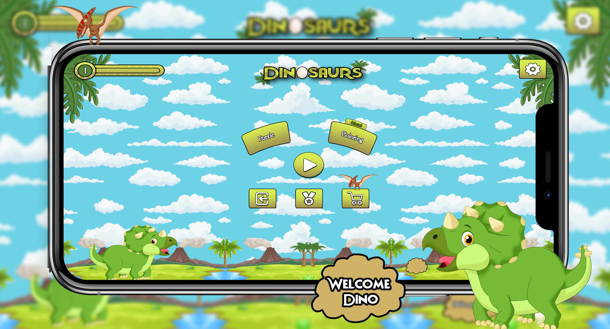 Dinosaur Coloring Page Game Screenshot