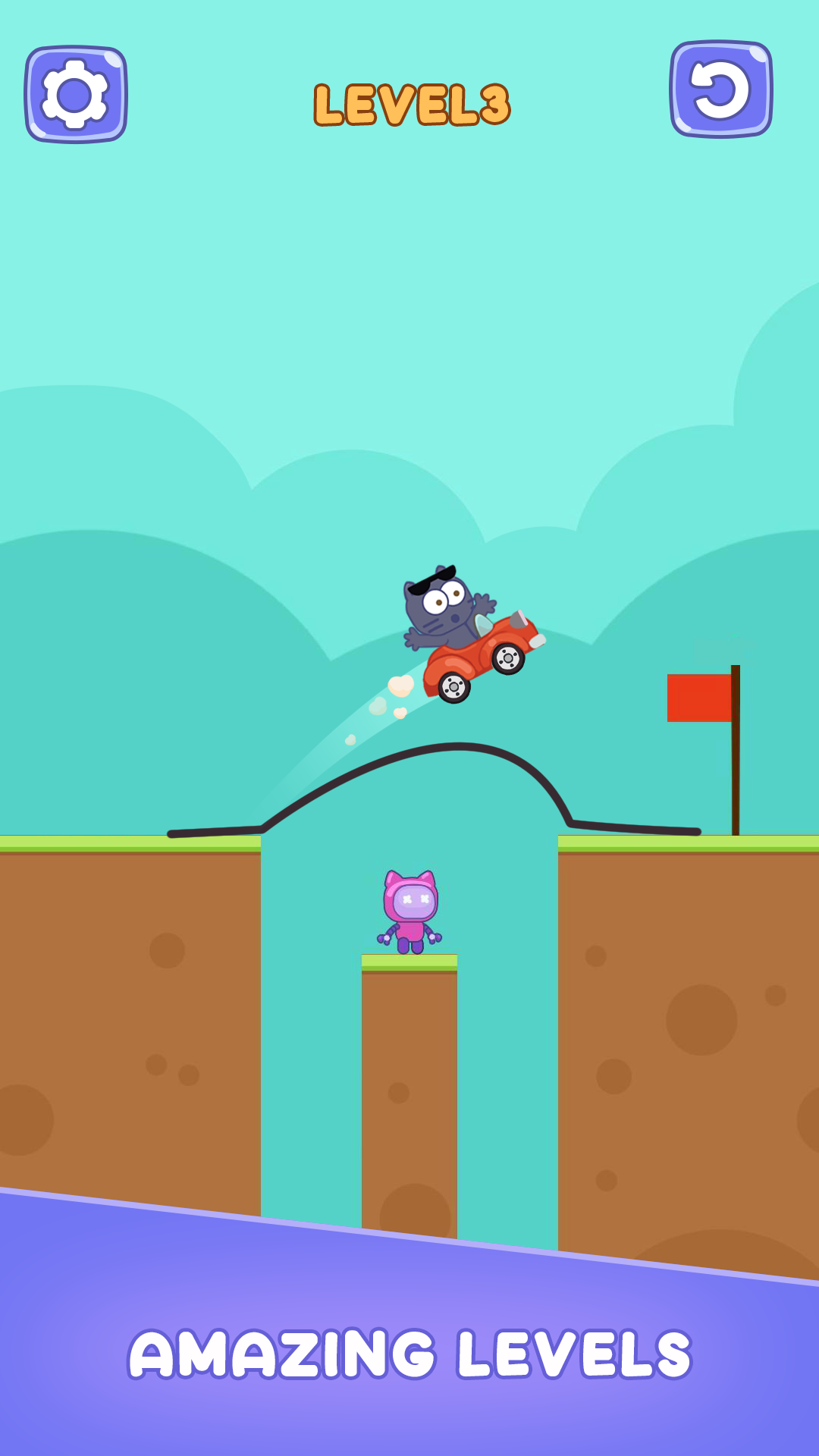 Draw Bridge: Cat Puzzle Game Game Screenshot