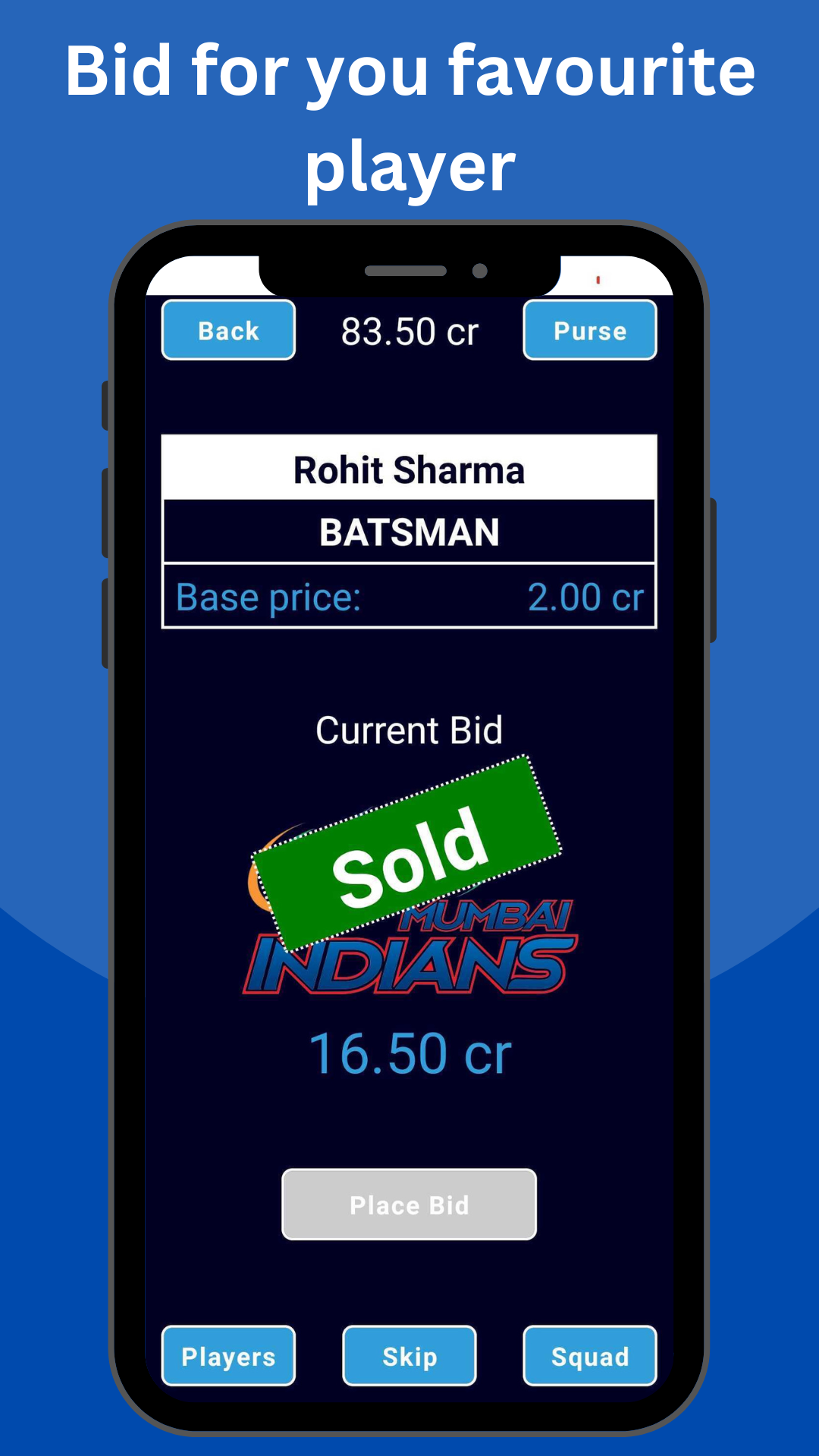 Screenshot of IPL Auction Game - IPL 2024