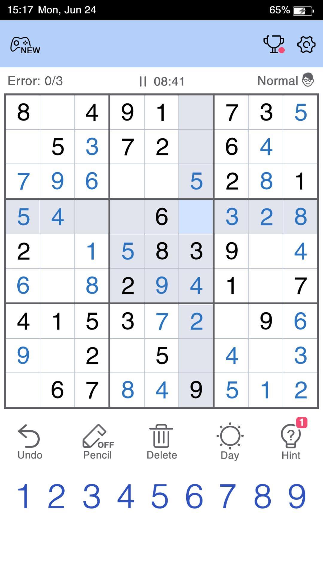 Cuplikan Layar Game Sudoku