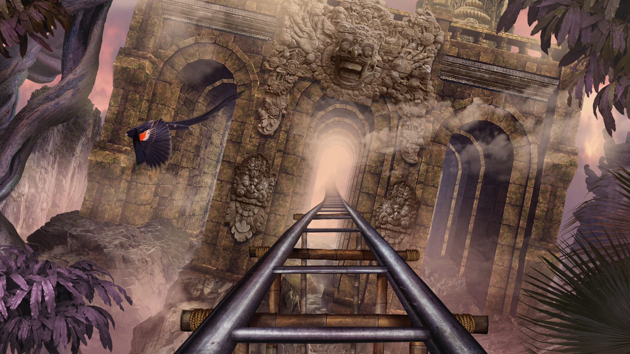 VR Temple Roller Coaster Game Screenshot