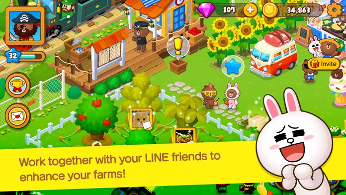LINE BROWN FARM 게임 스크린 샷