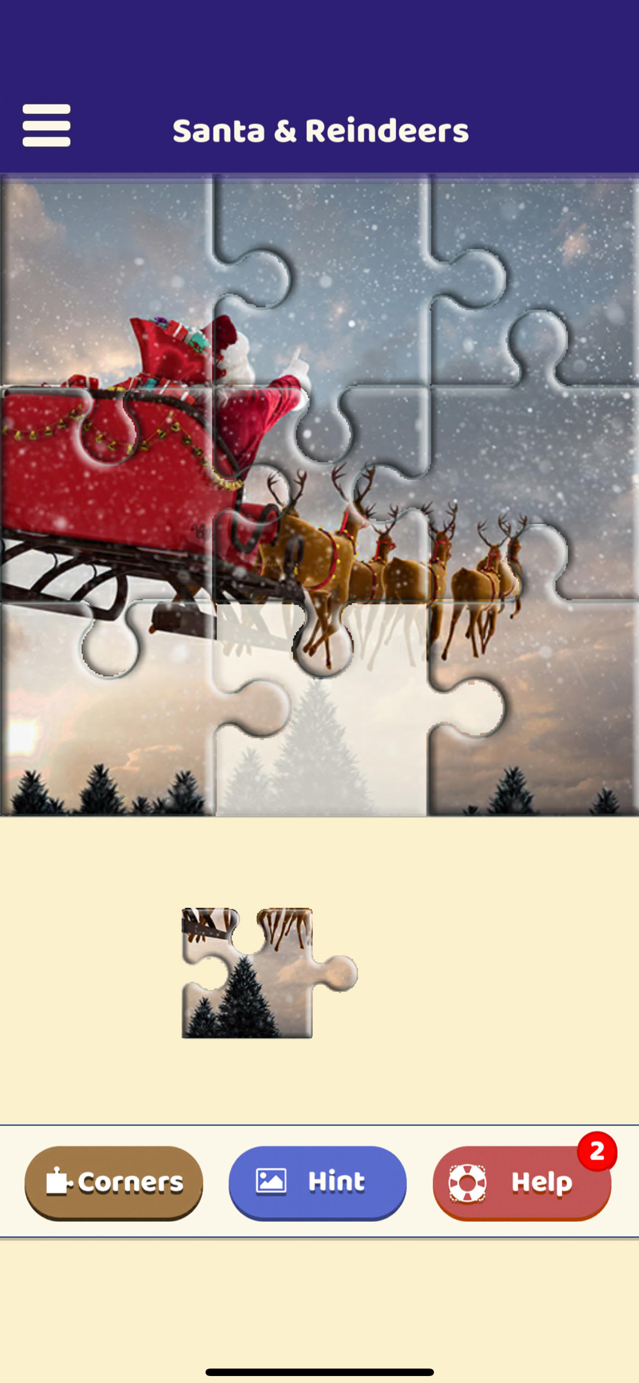 Santa and the Reindeers Puzzle Game Screenshot