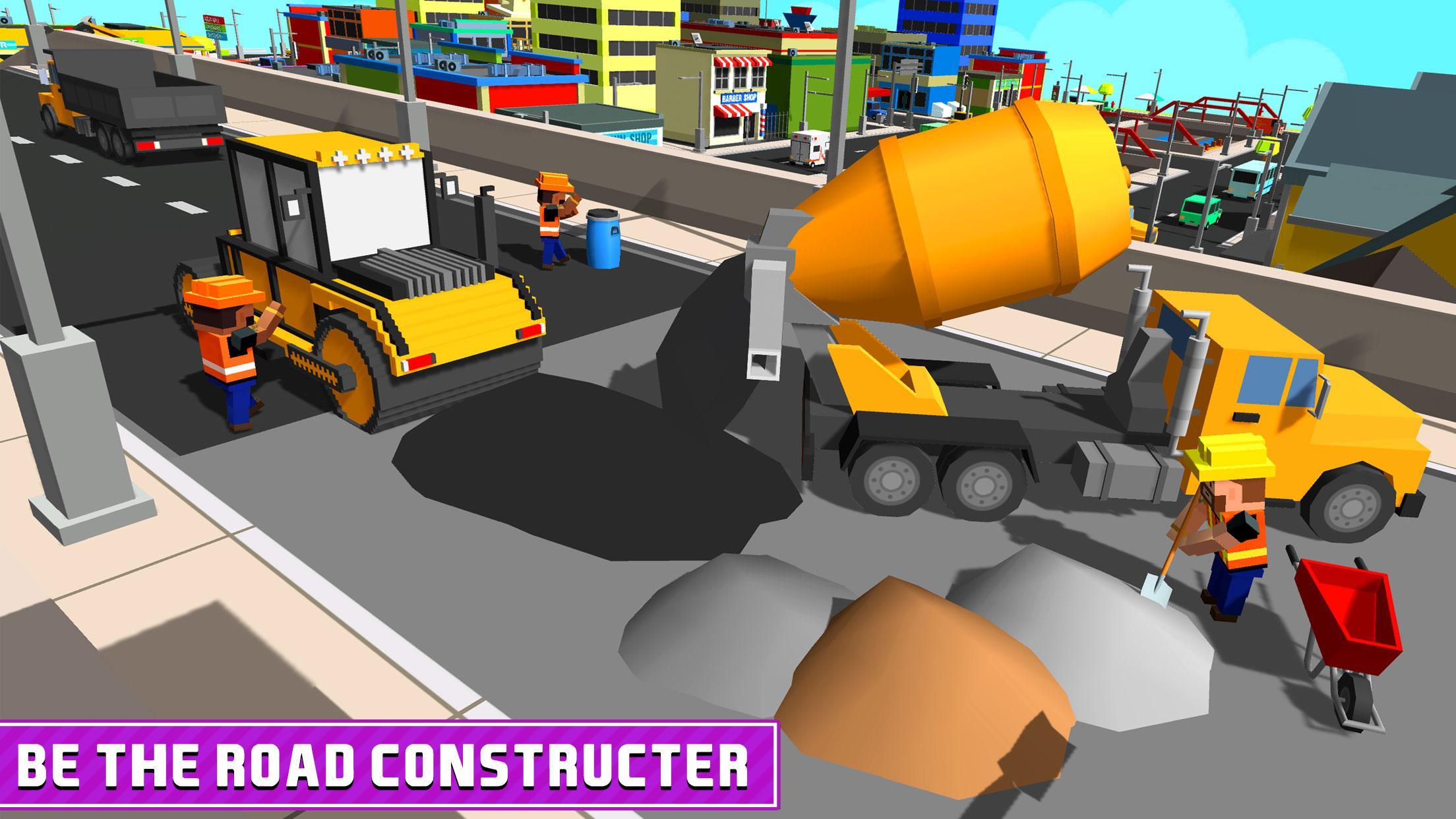 Blocky Highway Road Building Game Screenshot