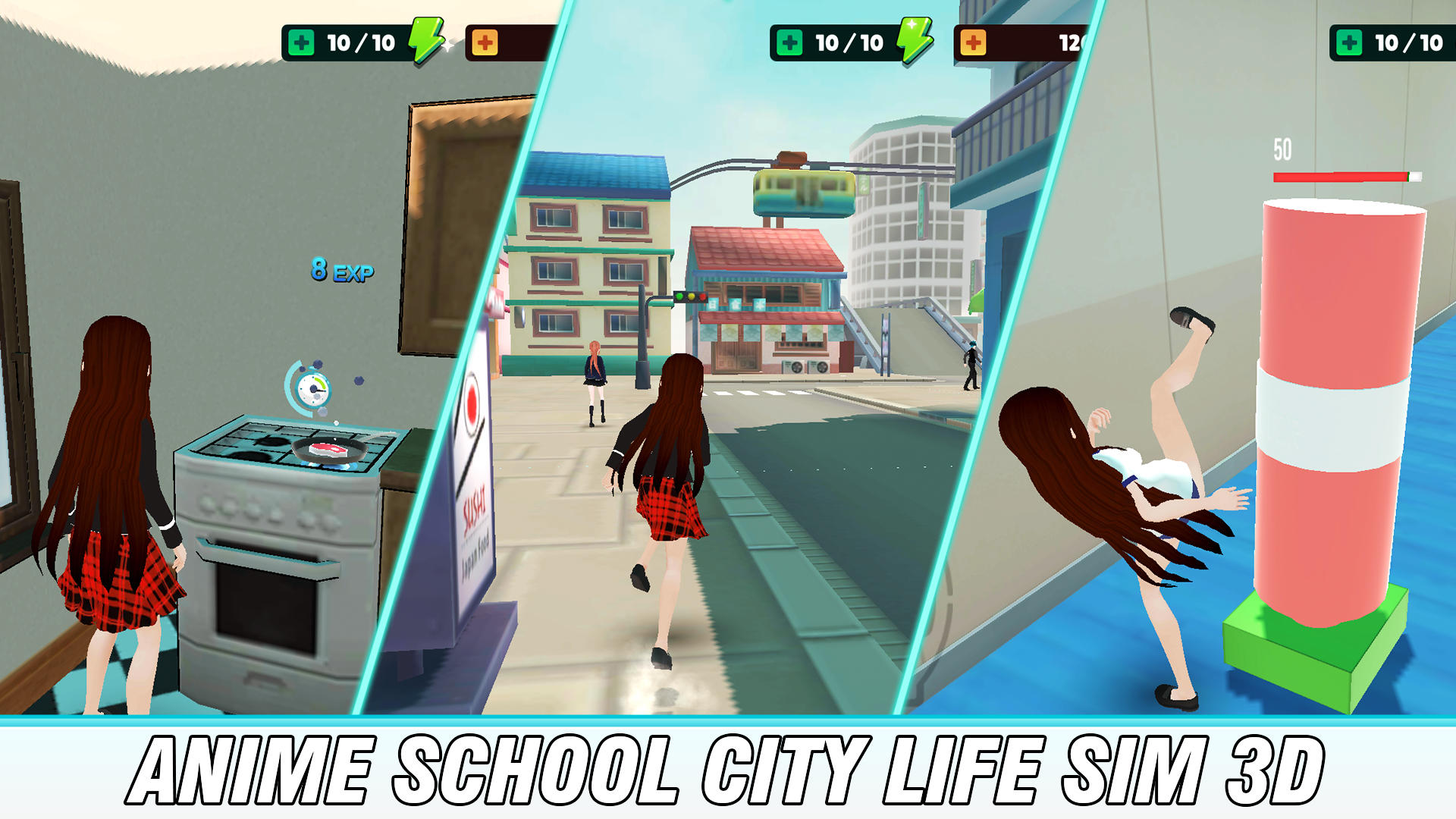 Anime School City Life Sim 3D Game Screenshot