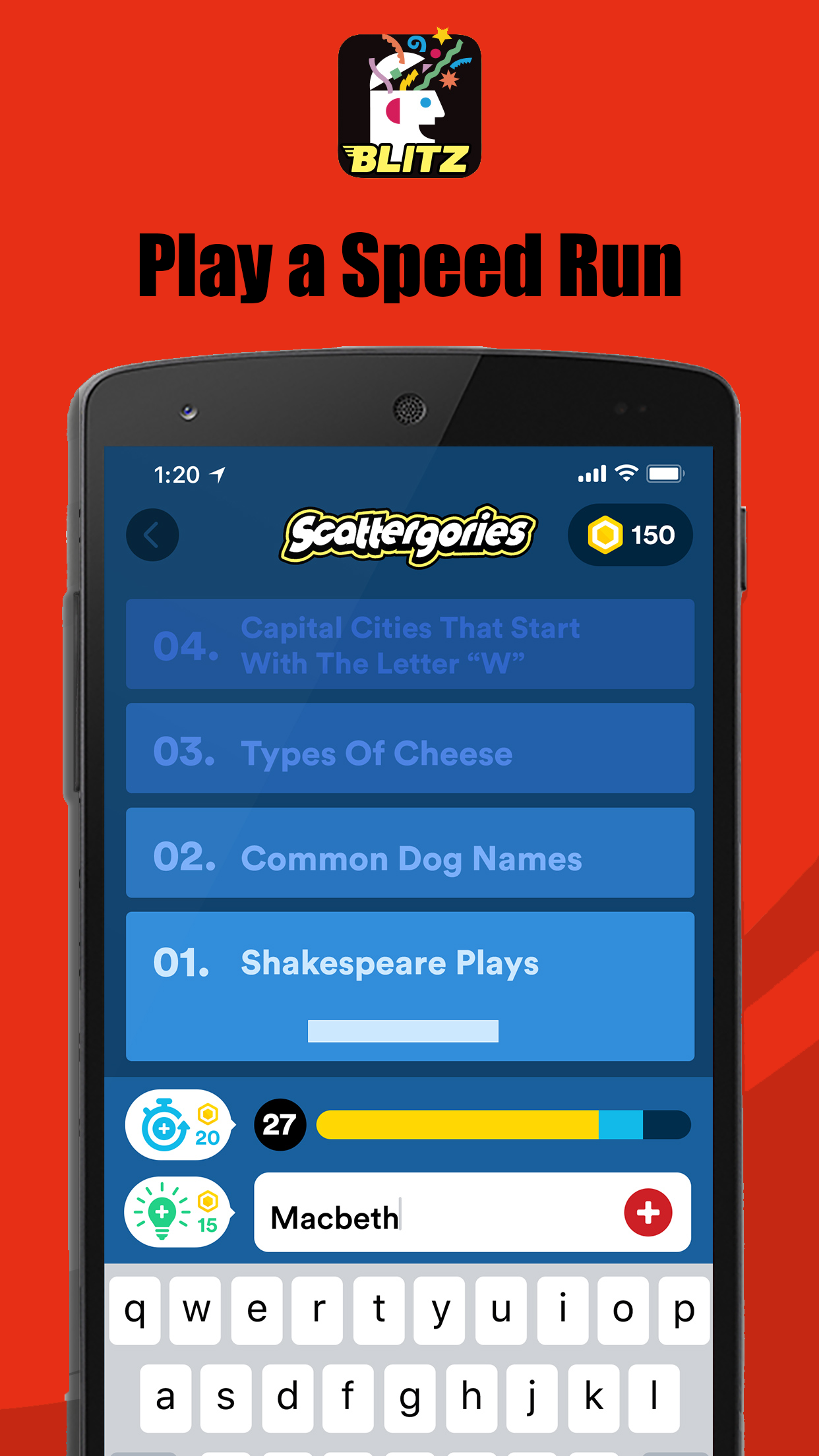 Scattergories Blitz Game Screenshot