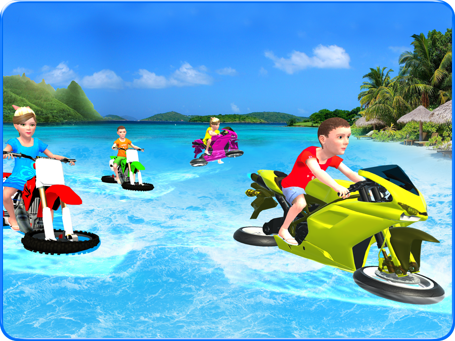 Captura de Tela do Jogo Kids Water Surfing Bike Racing