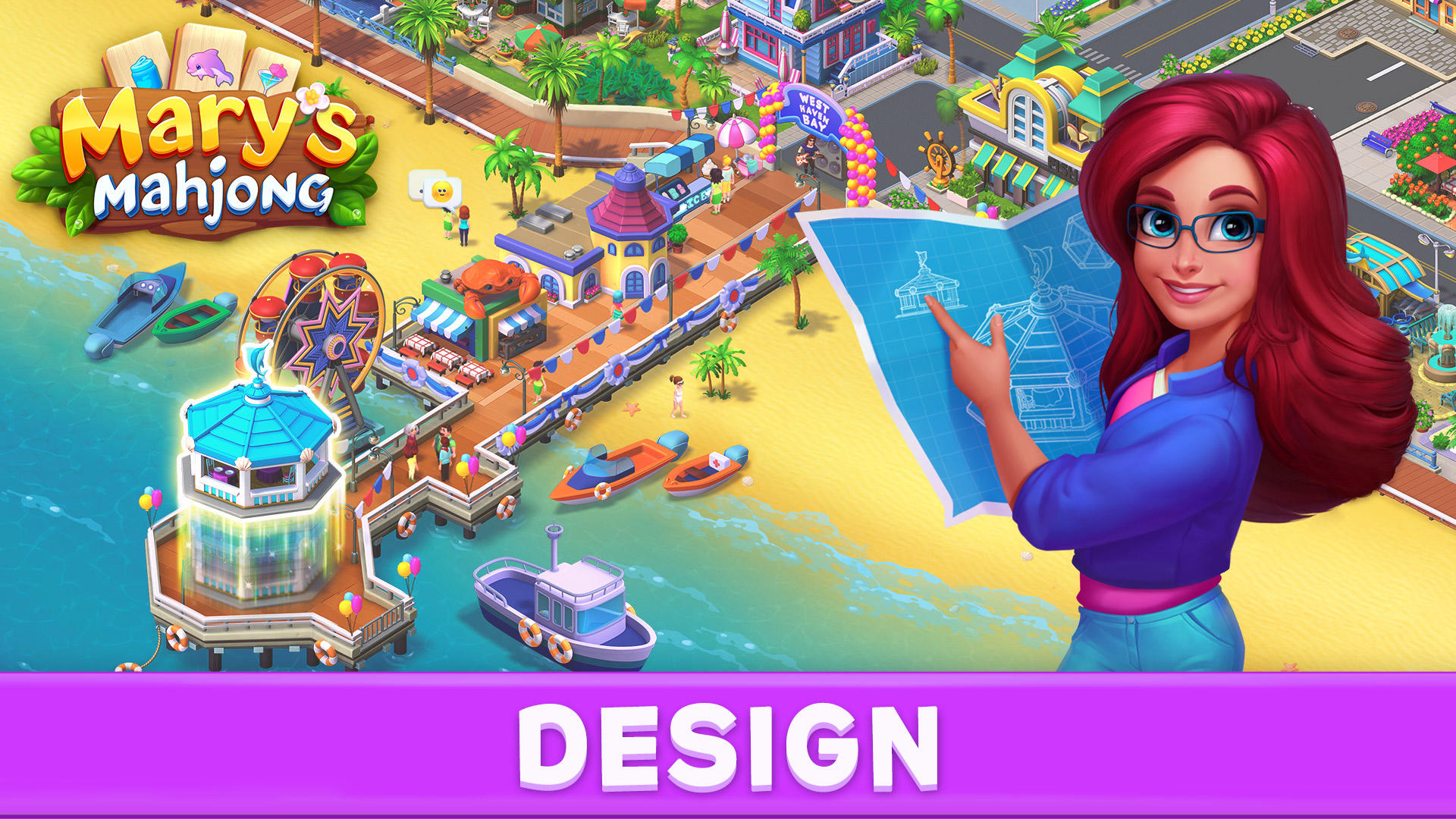 Cuplikan Layar Game Mary’s Mahjong: City Building