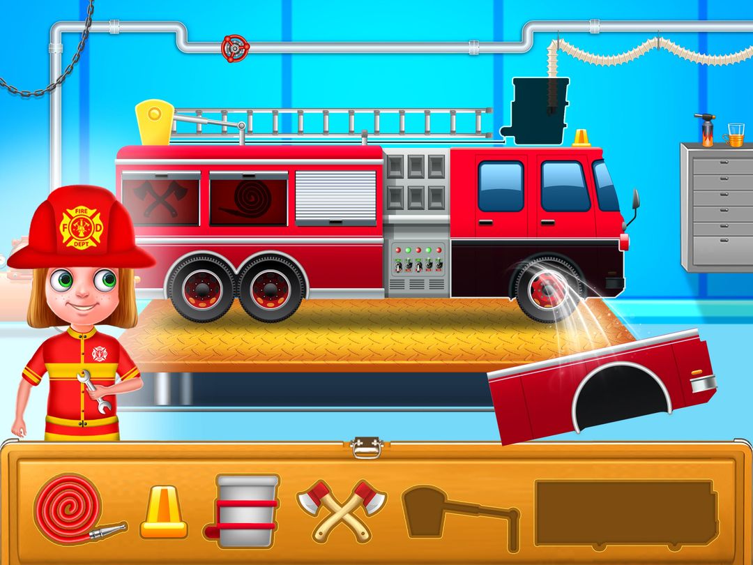เด็กนักผจญเพลิง: กู้ภัยดับเพลิงและอู่ล้างรถ ภาพหน้าจอเกม