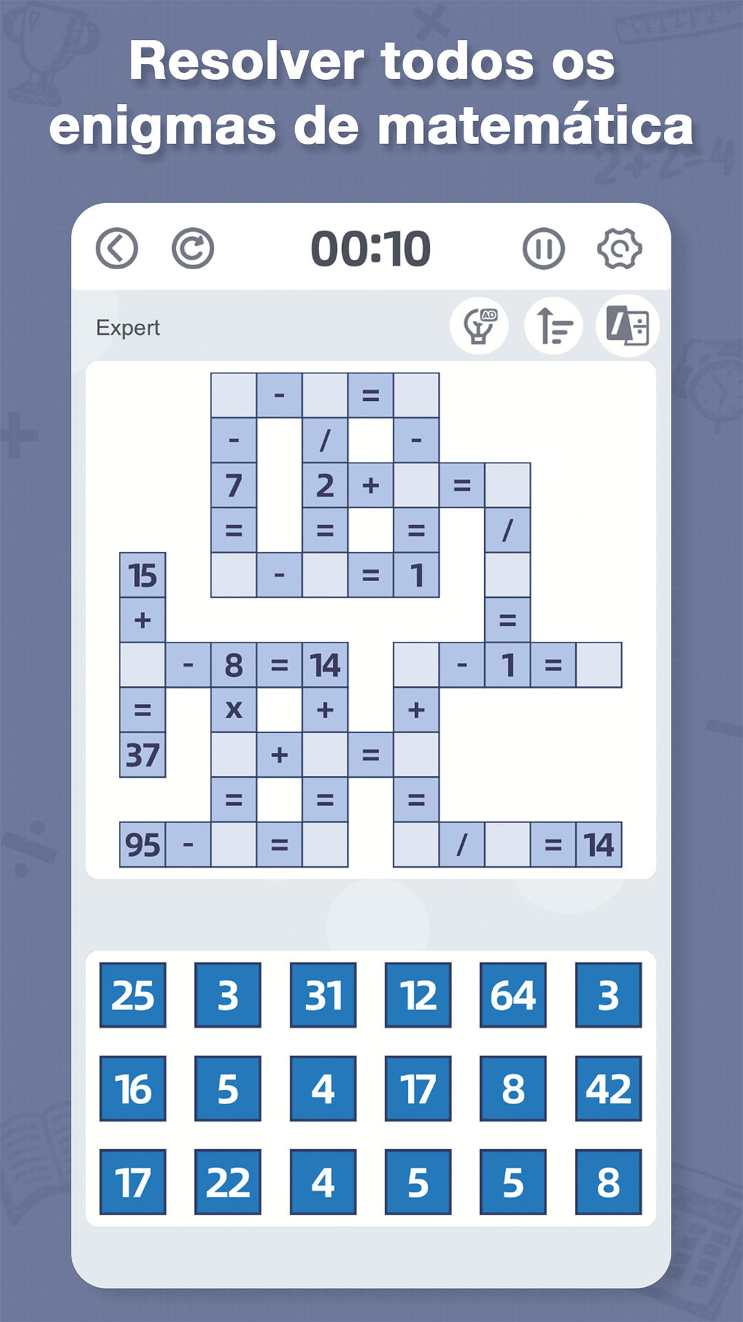 Captura de Tela do Jogo Crossmath - matemática cruzada