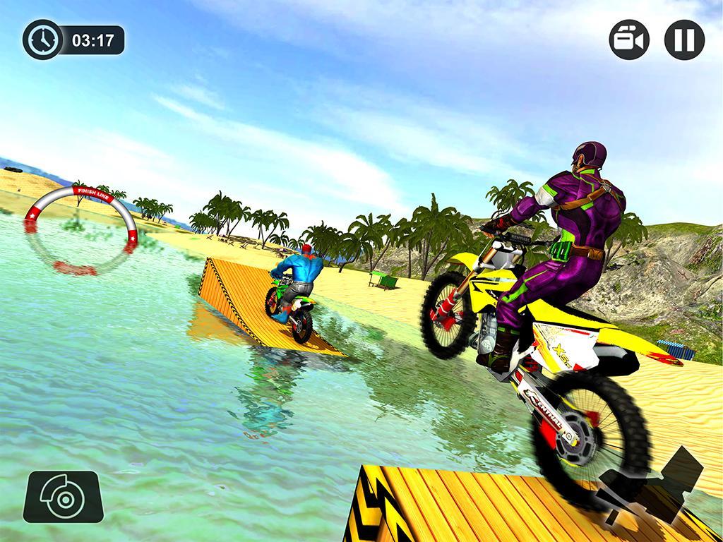 Superhero Water Surfer Bike Racing: Beach Racer Game Screenshot