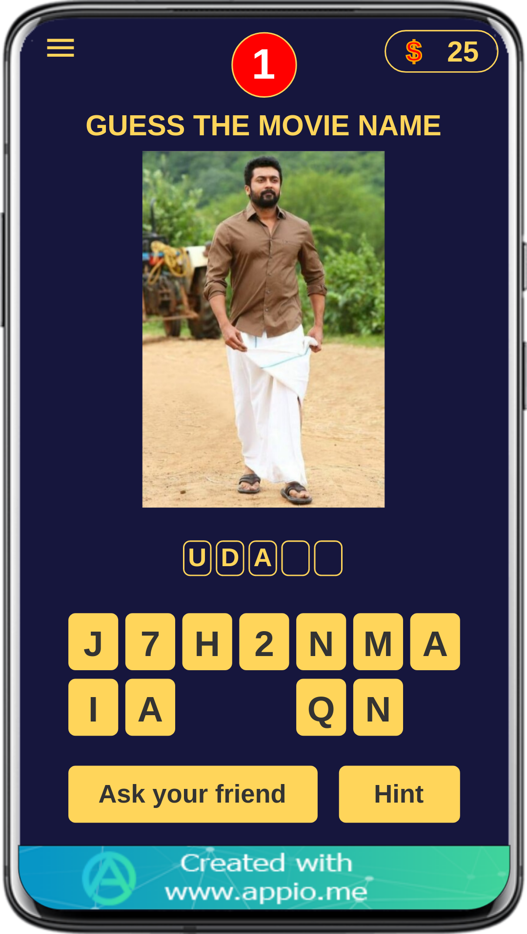 Cuplikan Layar Game Suriya Movies Name