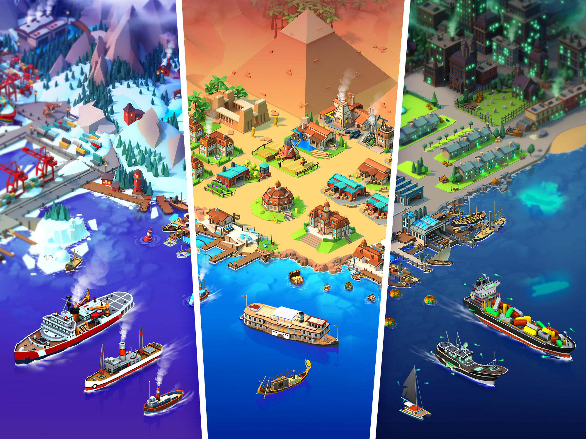 Sea Port: สร้าง Town & Ship Cargo ในซิม Strategy ภาพหน้าจอเกม