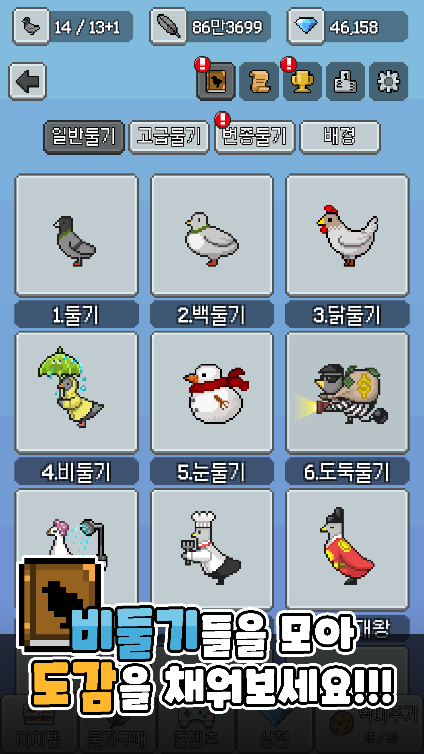 Captura de Tela do Jogo 비둘기키우기