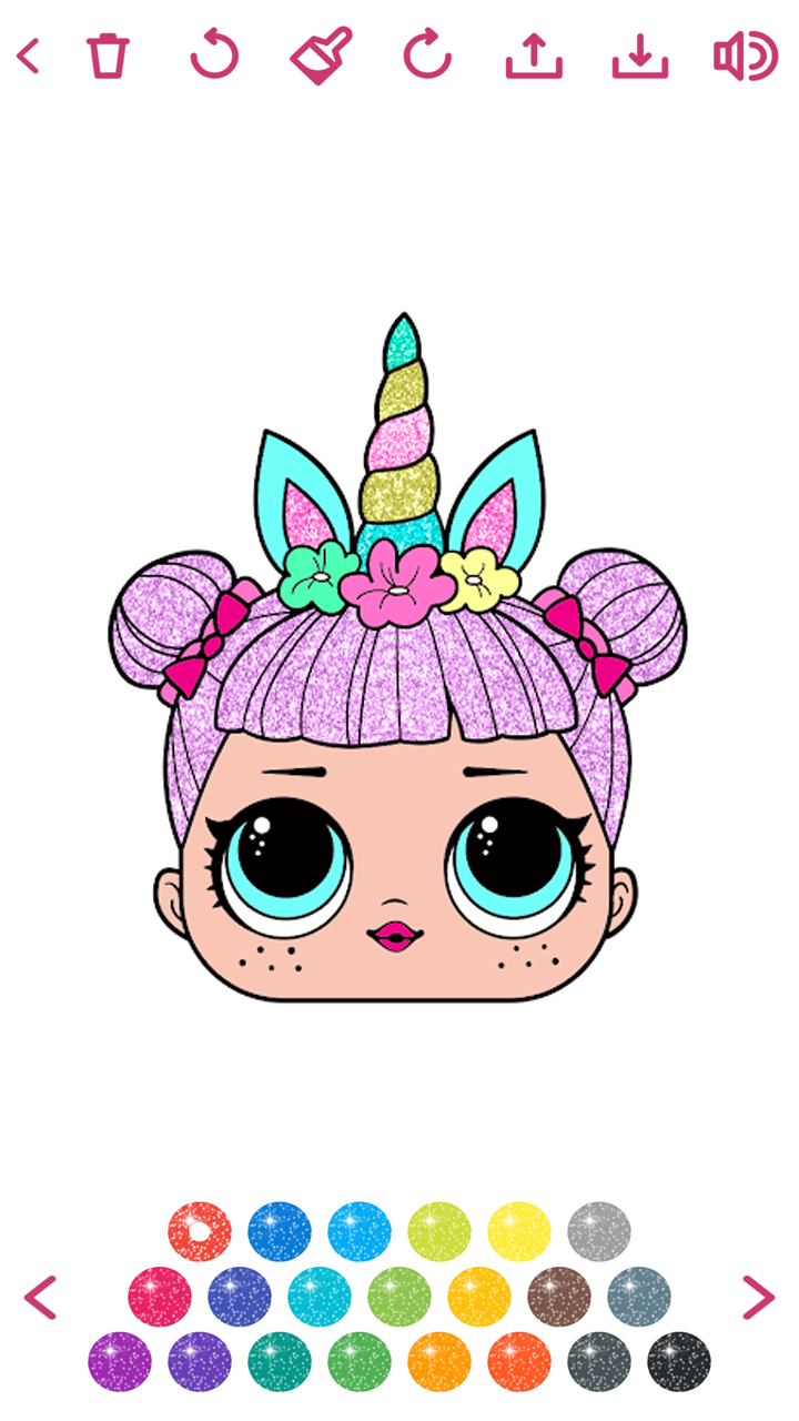 Cute Dolls Gliter Coloring Pages Game Screenshot